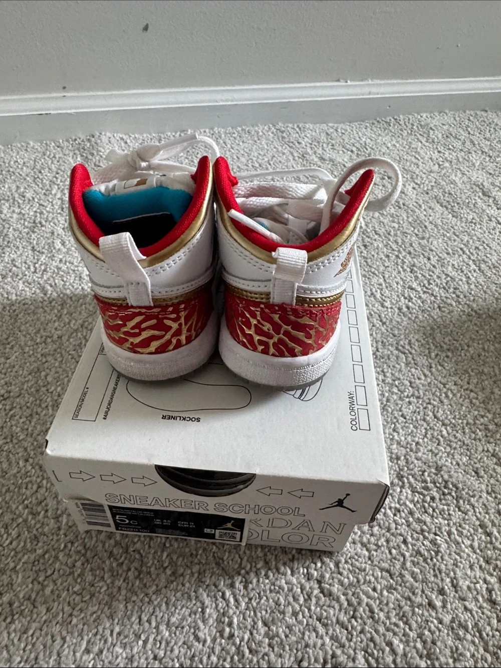 Jordan Kids White Gold Multicolor High-Top Sneakers